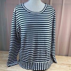 CAbi #256 Bengal Stripe Asymmetrical Hem Tee Shirt Top Size XL